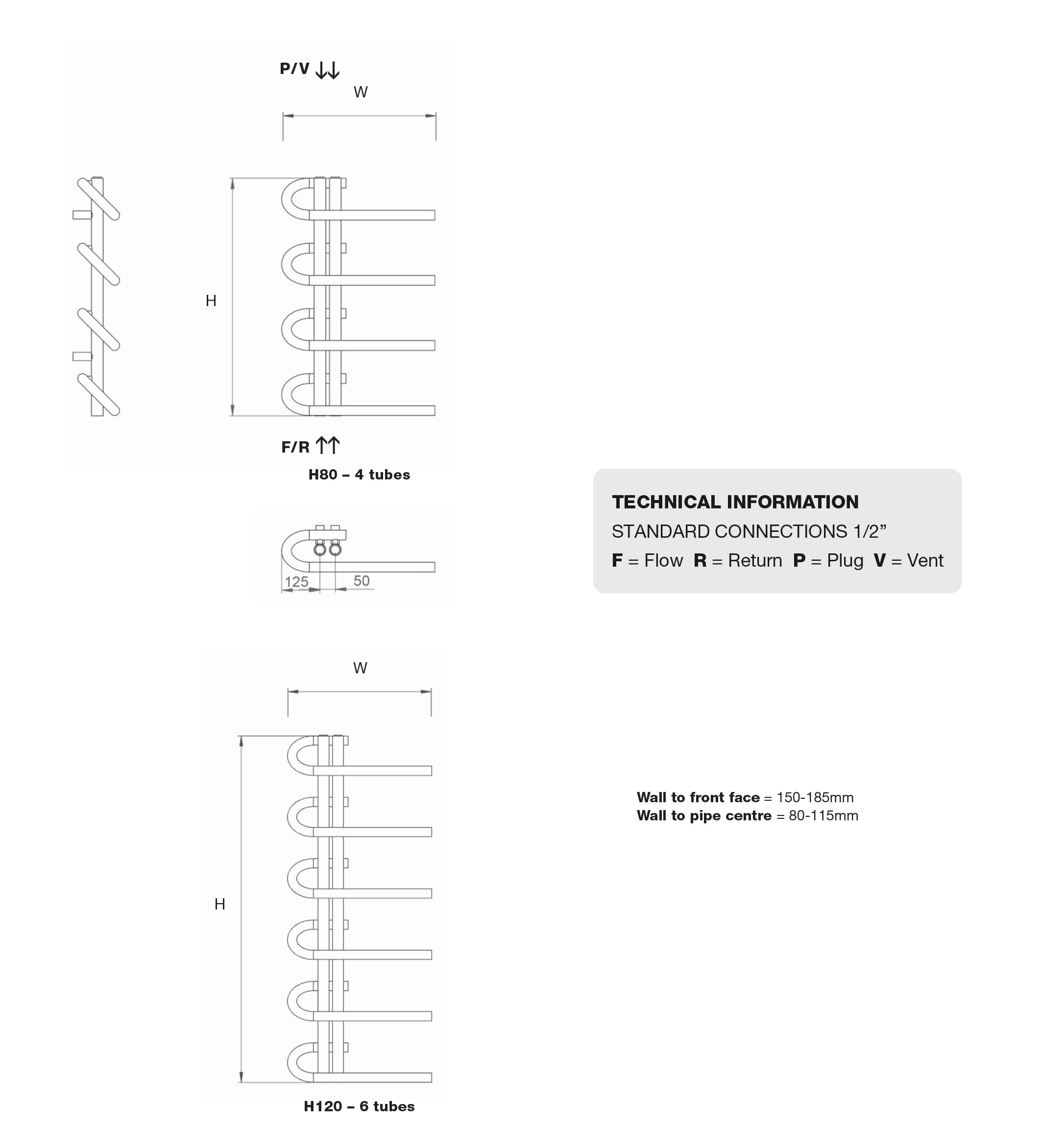 DQ Heating Jango Heated Steel Towel Rail | Choice of Colour and Size