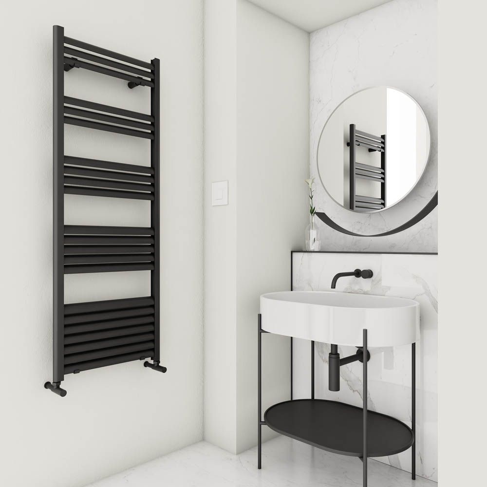 Carisa Lara Tier Aluminium Designer Towel Radiator in Textured Black