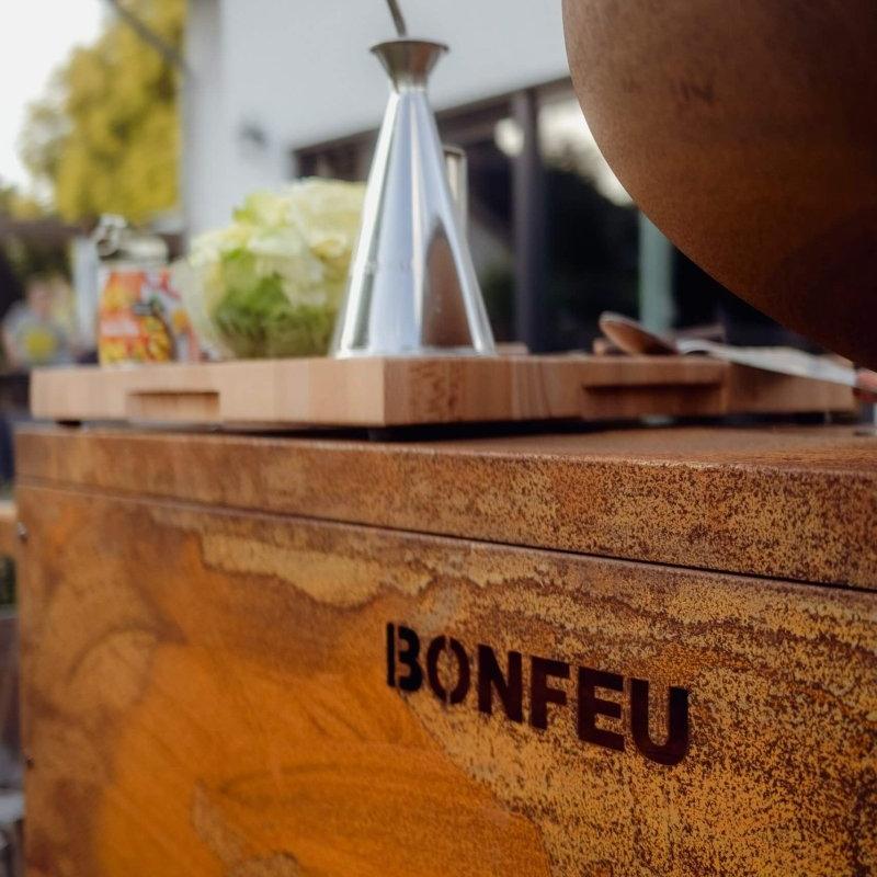 BonFeu BonBiza Island XL Corten Steel Outdoor Kitchen with Plancha - Patio Heater - Ice Cold Spice | Rust