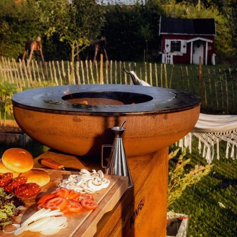 BonFeu BonBiza Island XL Corten Steel Outdoor Kitchen with Plancha - Patio Heater - Ice Cold Spice | Rust