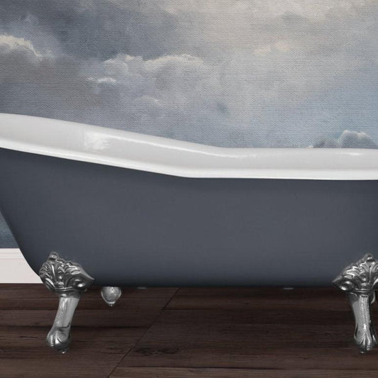 Hurlingham Marlowe Cast Iron Bath With Tap Holes - baths - Ice Cold Spice | Farrow & Ball Down Pipe Painted L1700 x W780 x H720