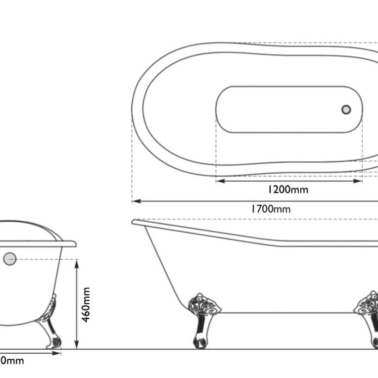 Hurlingham Marlowe Cast Iron Bath With Tap Holes - baths - Ice Cold Spice | Farrow & Ball Down Pipe Painted L1700 x W780 x H720