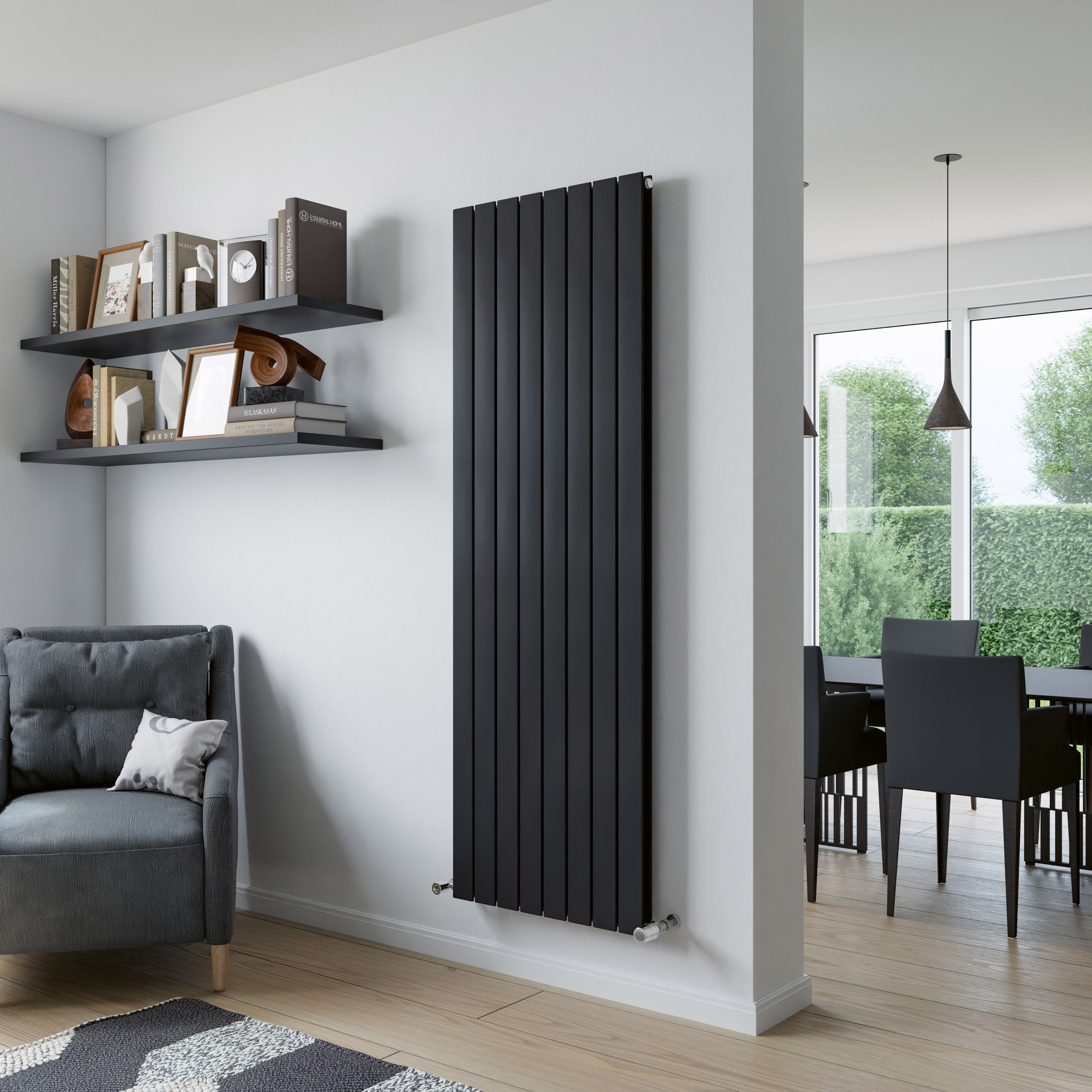 Eucotherm Mars Duo Vertical Flat Panel Designer Radiator in Anthracite | 1 colour, 10 sizes