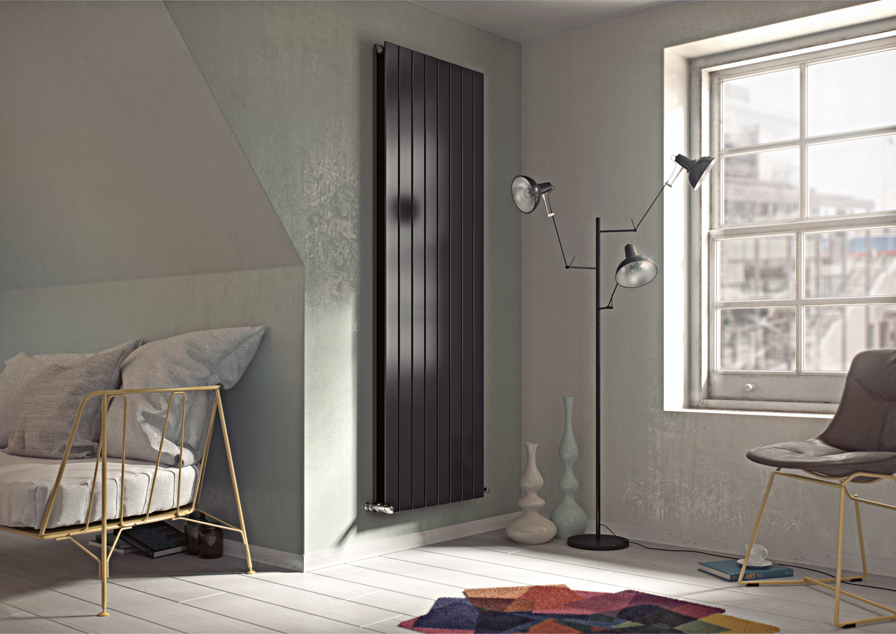 Eucotherm Mars Duo Vertical Flat Panel Designer Radiator in Anthracite | 1 colour, 10 sizes