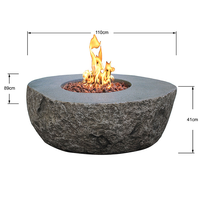 Elementi Grey Concrete Boulder Outdoor Fire Table