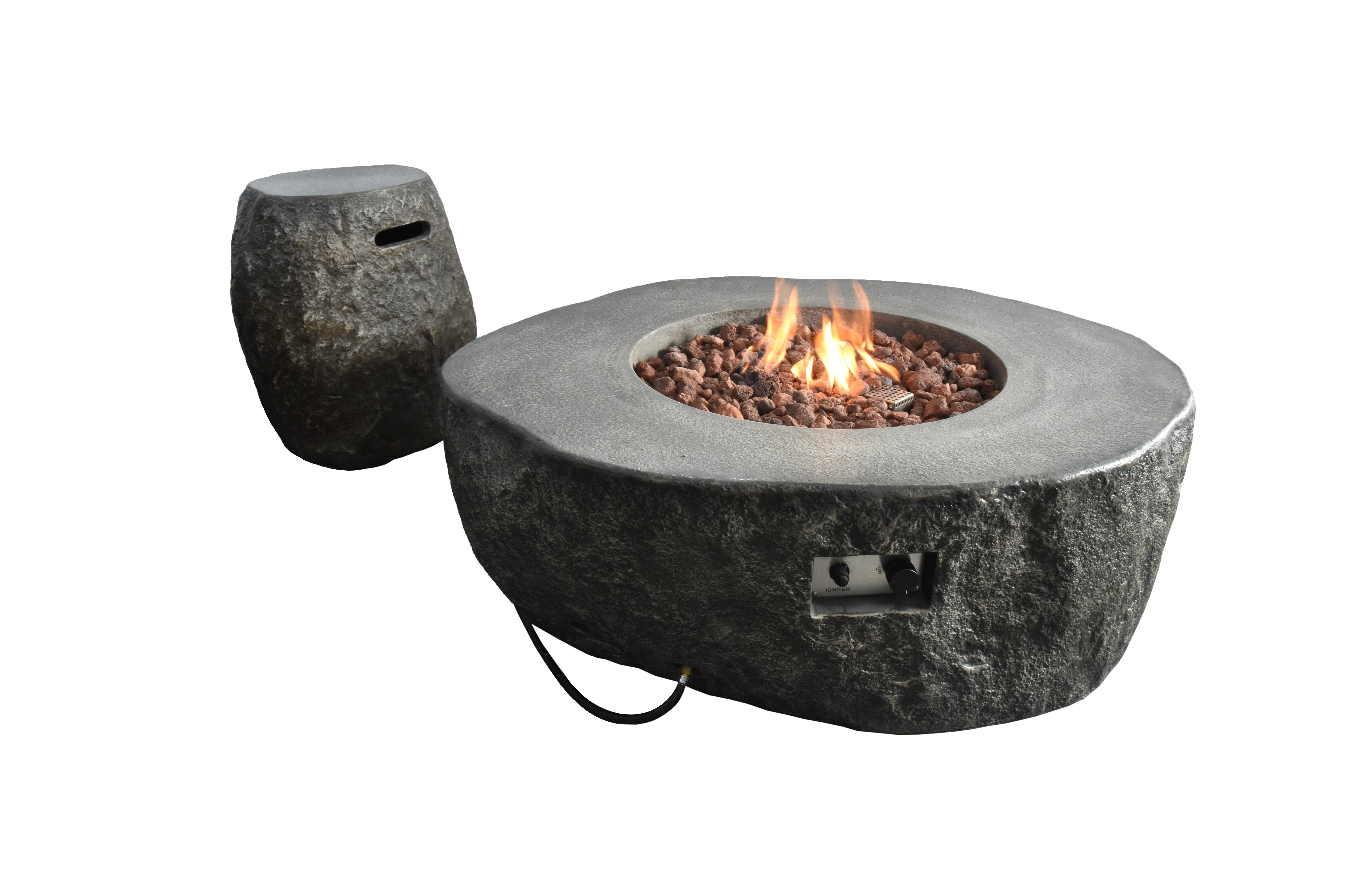 Elementi Grey Concrete Boulder Outdoor Fire Table