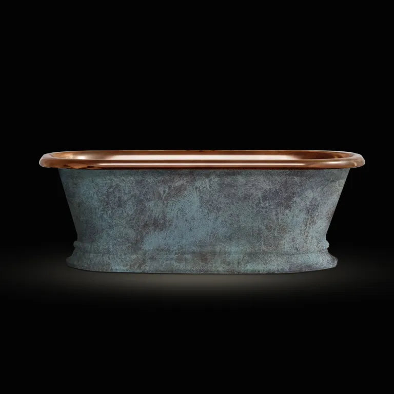 Coppersmith Creations Pedestal Copper Bathtub Patina Exterior & Polished Copper Interior