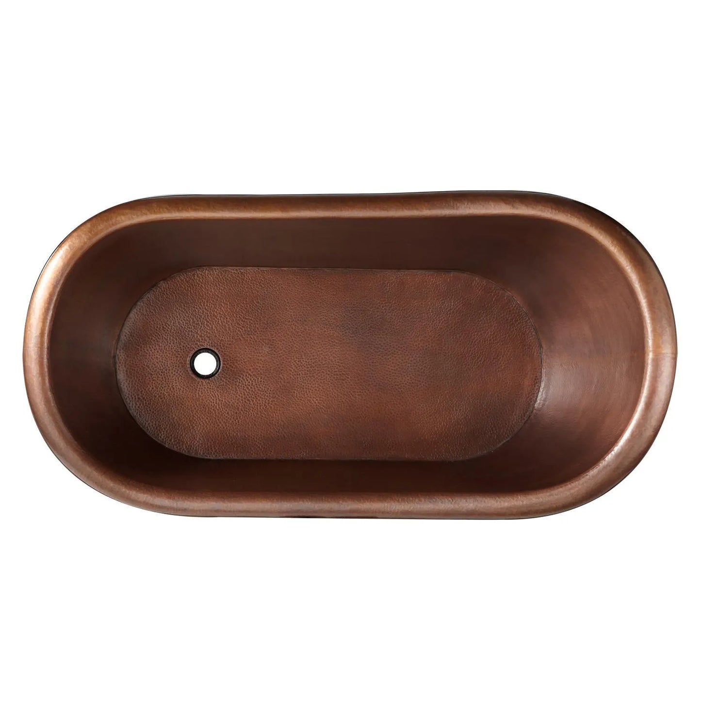 Coppersmith Hammered Copper Single Slipper Tub with Smooth Round Pedestal Base
