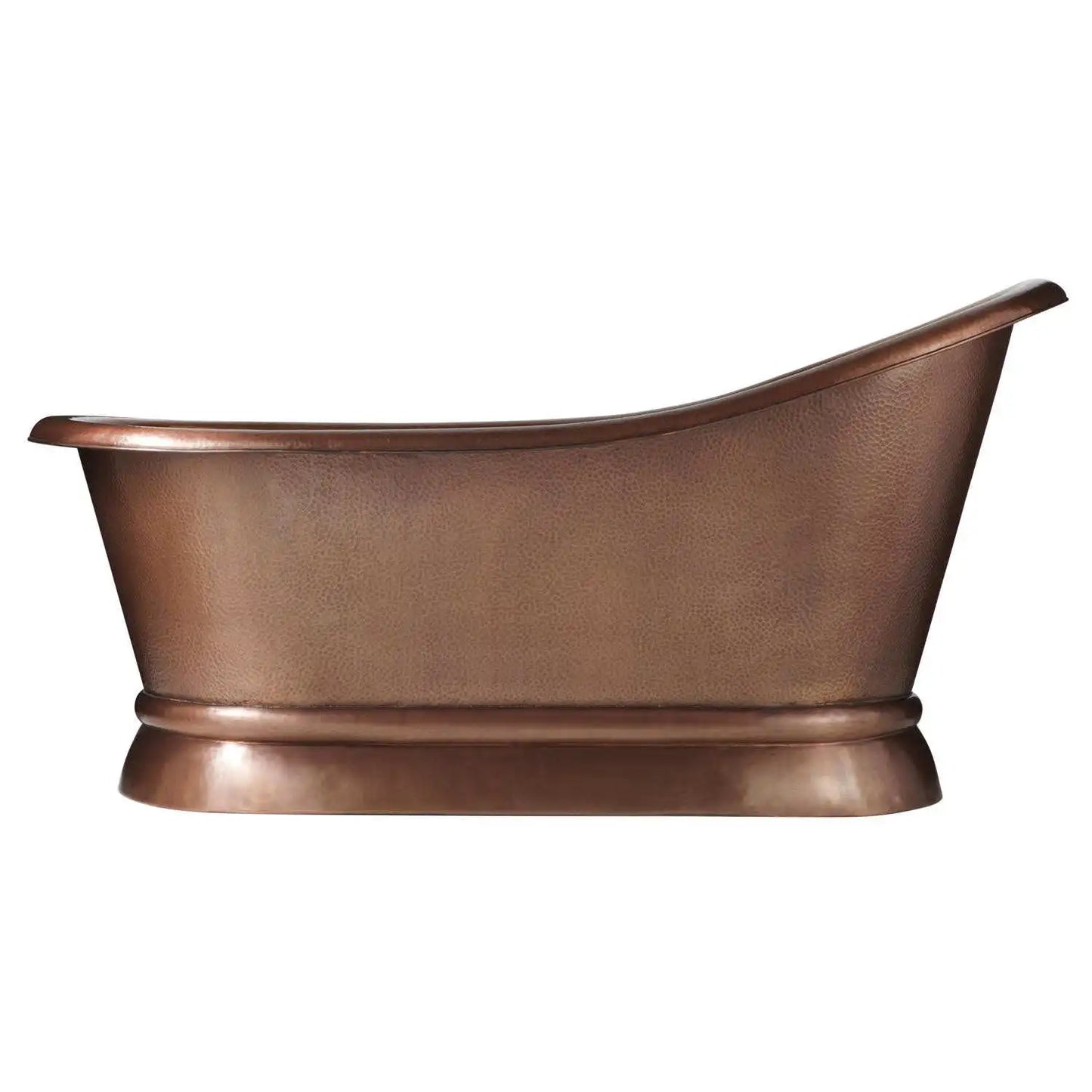 Coppersmith Hammered Copper Single Slipper Tub with Smooth Round Pedestal Base