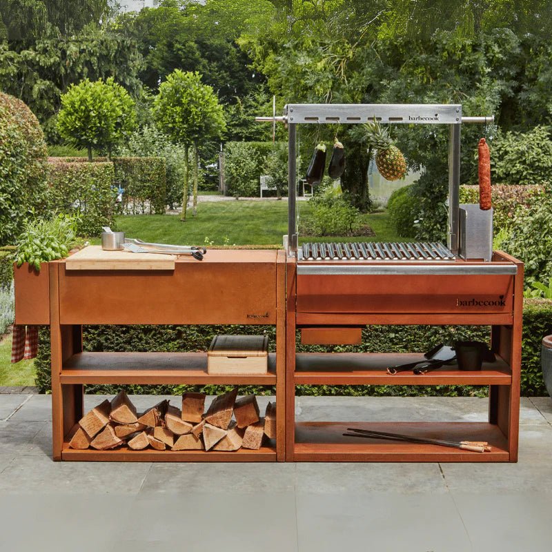 Barbecook Pedro Asado in Corten and Workstation - outdoor grill - Ice Cold Spice | Corten and Stainless Steel