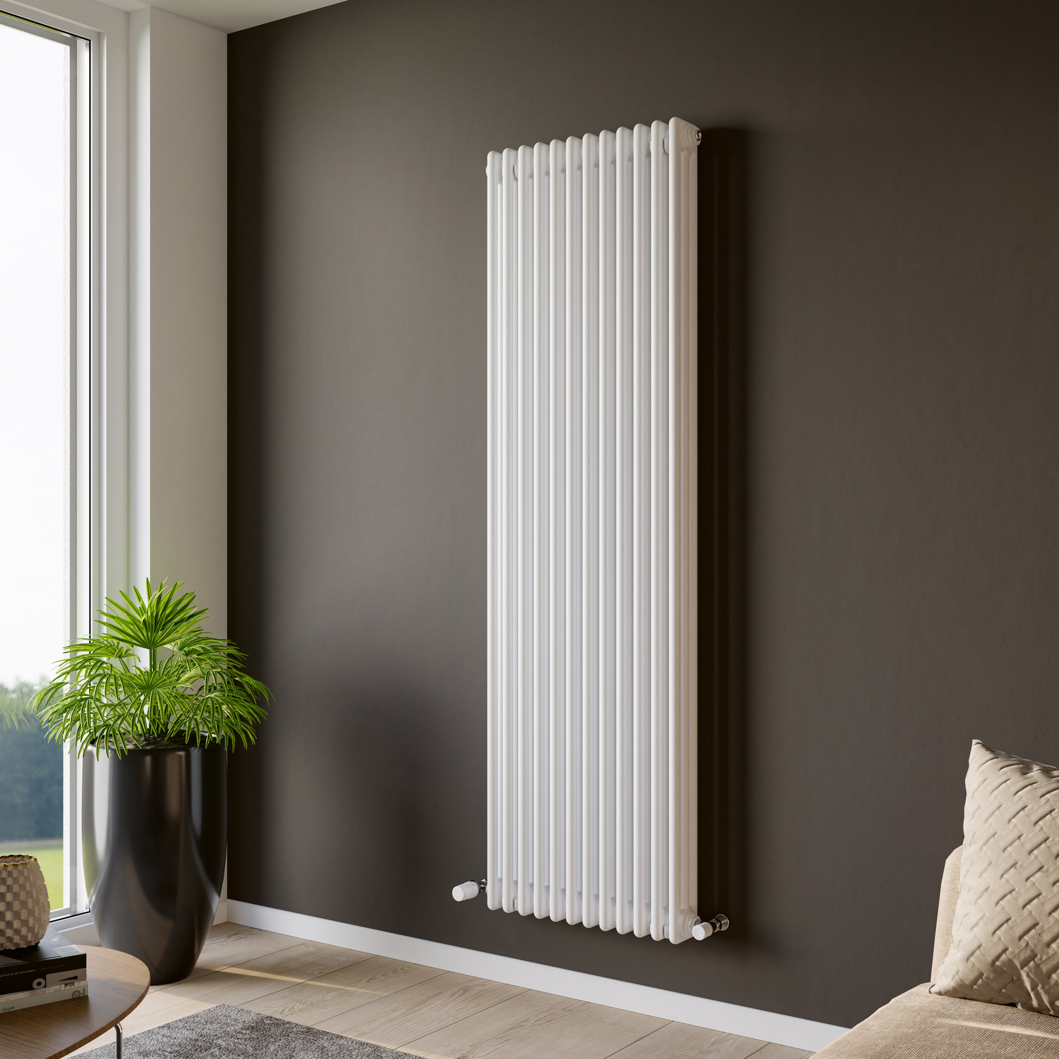 Eucotherm Phoenix Vertical Steel Column Designer Radiator in White | 1 colour, 5 sizes