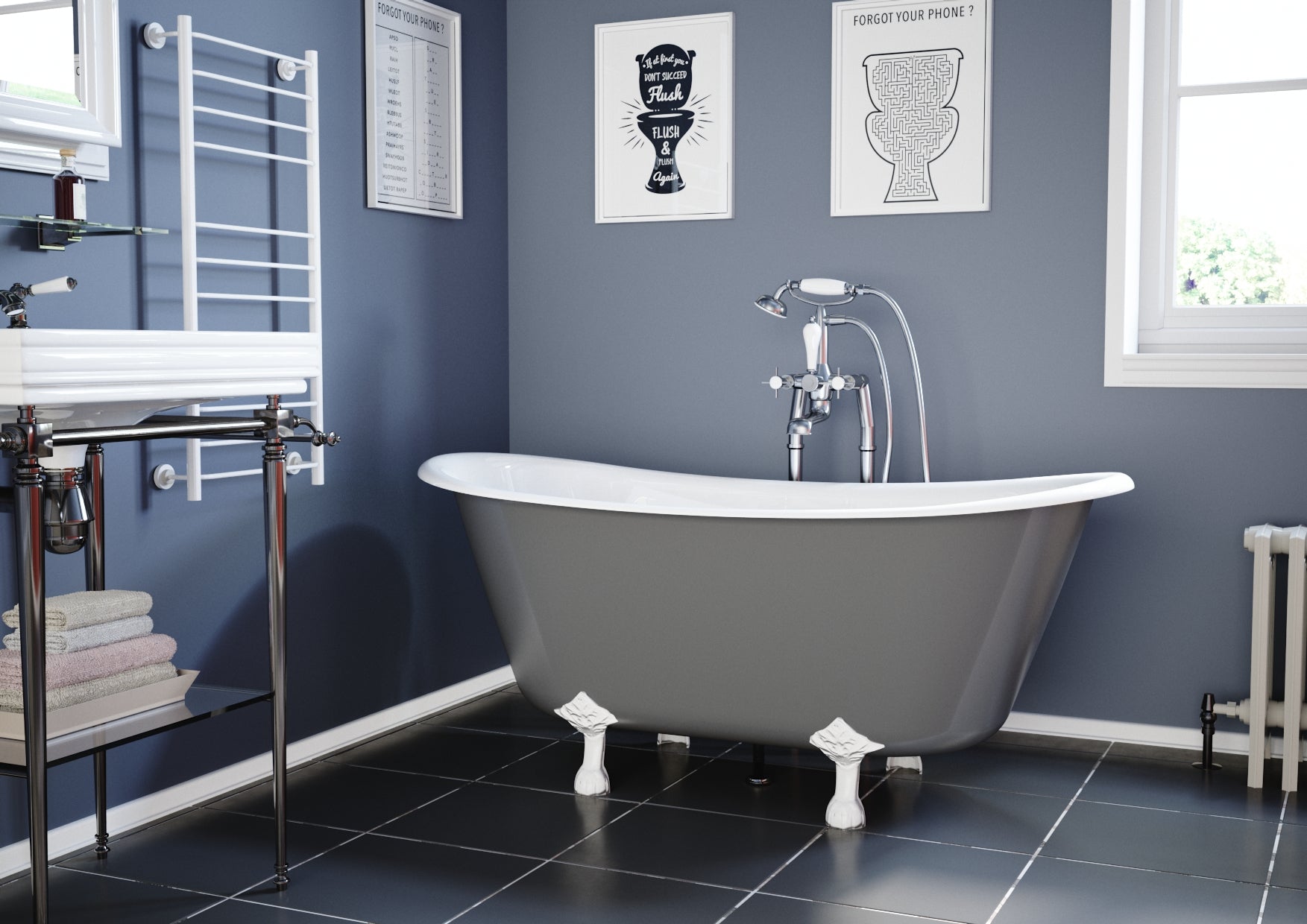 Hurlingham Prior Cast Iron Bath With Tap Holes