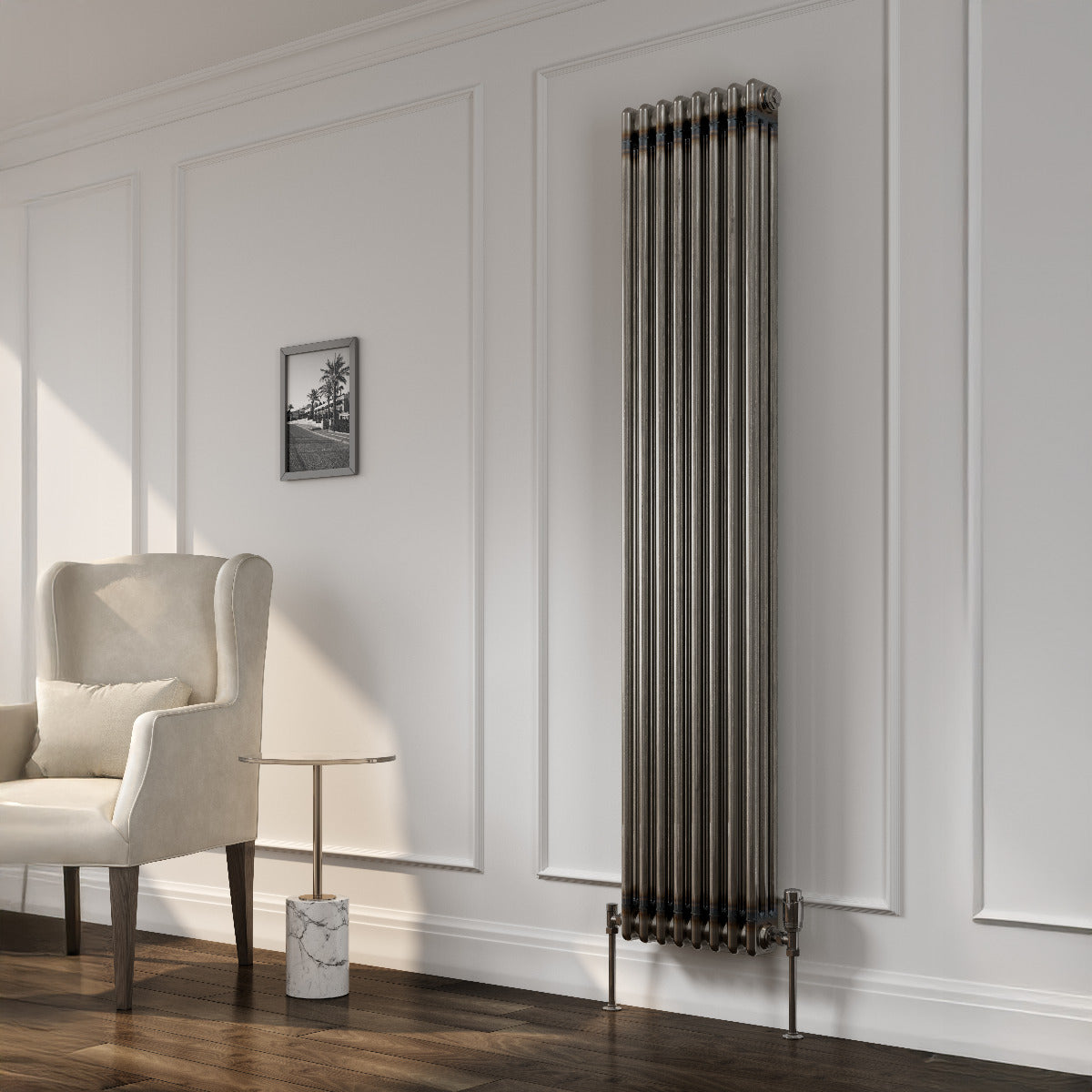 Reina Colona Vertical Mild Steel Column Radiator in Raw Steel Lacquer