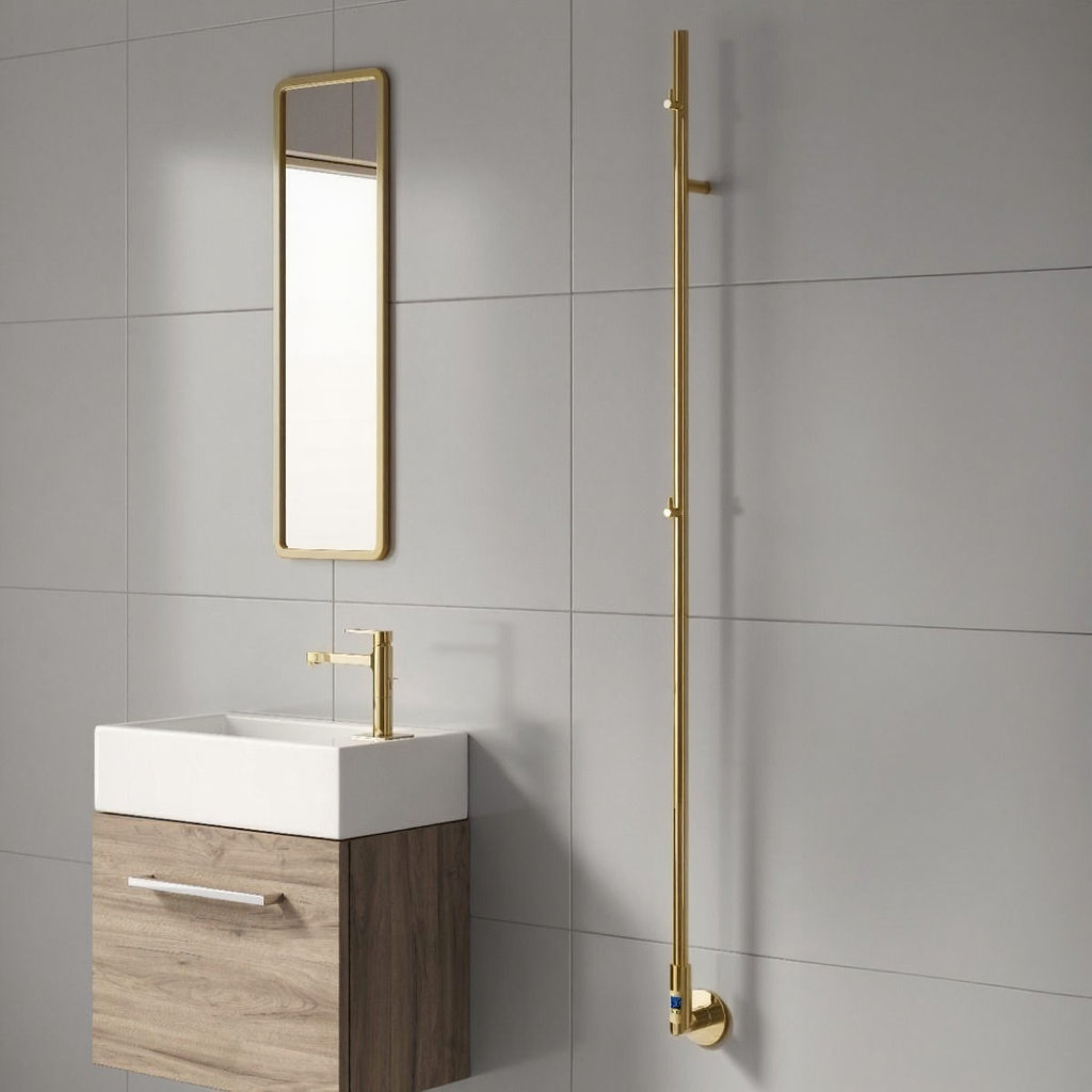Reina Ines Brushed Brass Robe Hanging Radiator in Brushed Brass