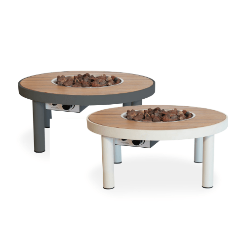 Happy Cocooning Riviera 80 Gas Fire Table - outdoor fireplaces - Ice Cold Spice | Oyster Beige