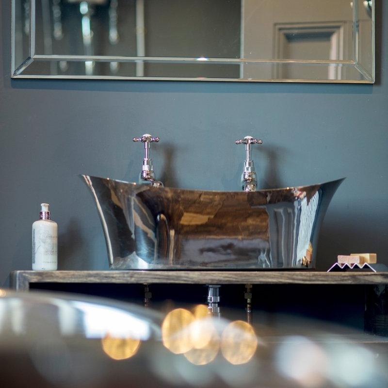 Hurlingham Copper Bateau Basin With Nickel Interior - Ice Cold Spice | Nickel Interior Nickel H215 x W620 x D365