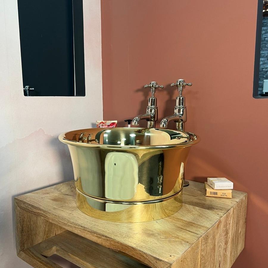 Hurlingham Brass Tub Basin With Roll Top - Ice Cold Spice | Brass H182 x W375 x D375