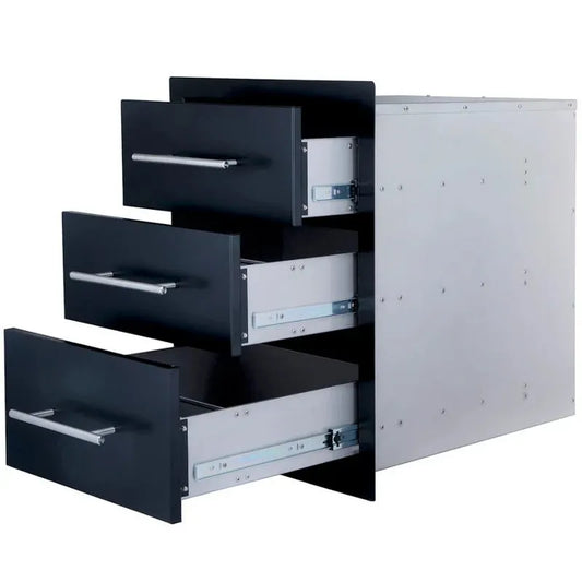 Sunstone Outdoor Kitchens Three Way Access Drawer - outdoor grill - Ice Cold Spice | Matt Black