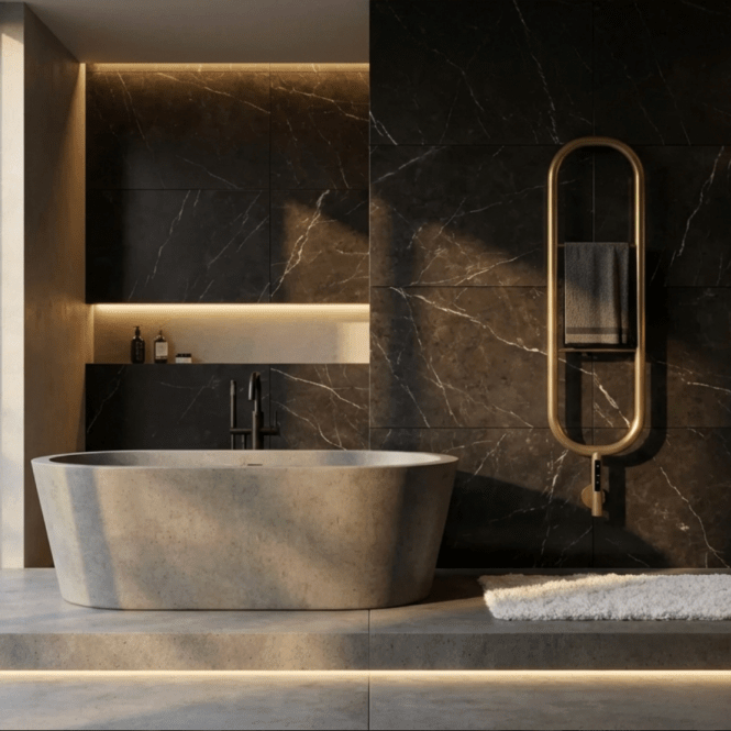 Carisa Felix Stainless Steel Dry Electric Towel Radiator - Ice Cold Spice | 1200H x 300W Brushed Brass