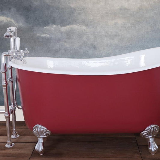 Hurlingham Shelley Cast Iron Bath - baths - Ice Cold Spice | Farrow & Ball Incarnadine Painted L1370 x W730 x H720
