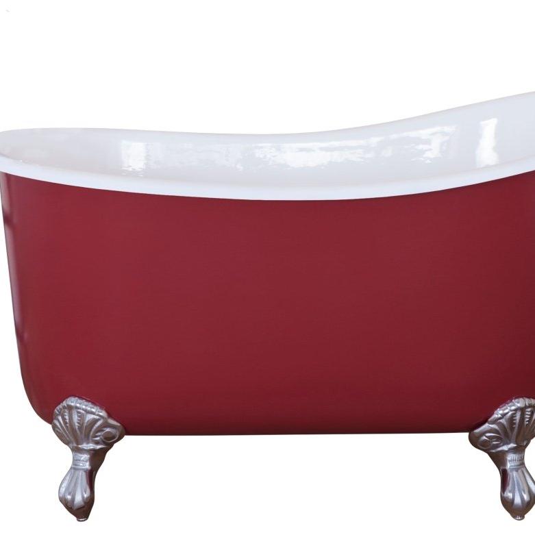 Hurlingham Shelley Cast Iron Bath - baths - Ice Cold Spice | Farrow & Ball Blue Gray Painted L1370 x W730 x H720