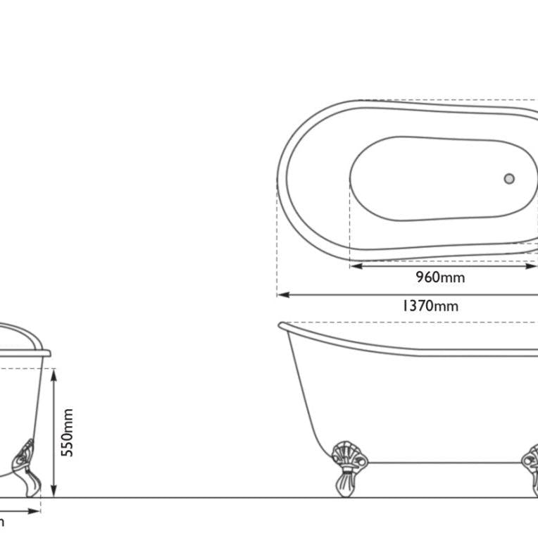 Hurlingham Shelley Cast Iron Bath - baths - Ice Cold Spice | Farrow & Ball Blue Gray Painted L1370 x W730 x H720