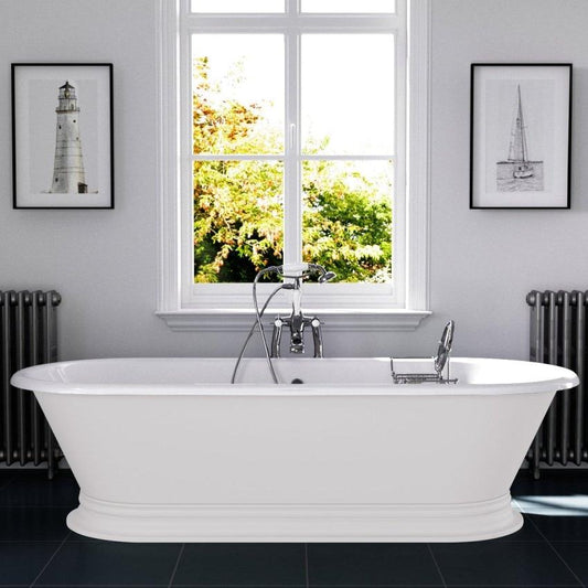 Hurlingham Shikara Cast Iron Bath - baths - Ice Cold Spice | White With Tap Holes L1820 x W810 x H560