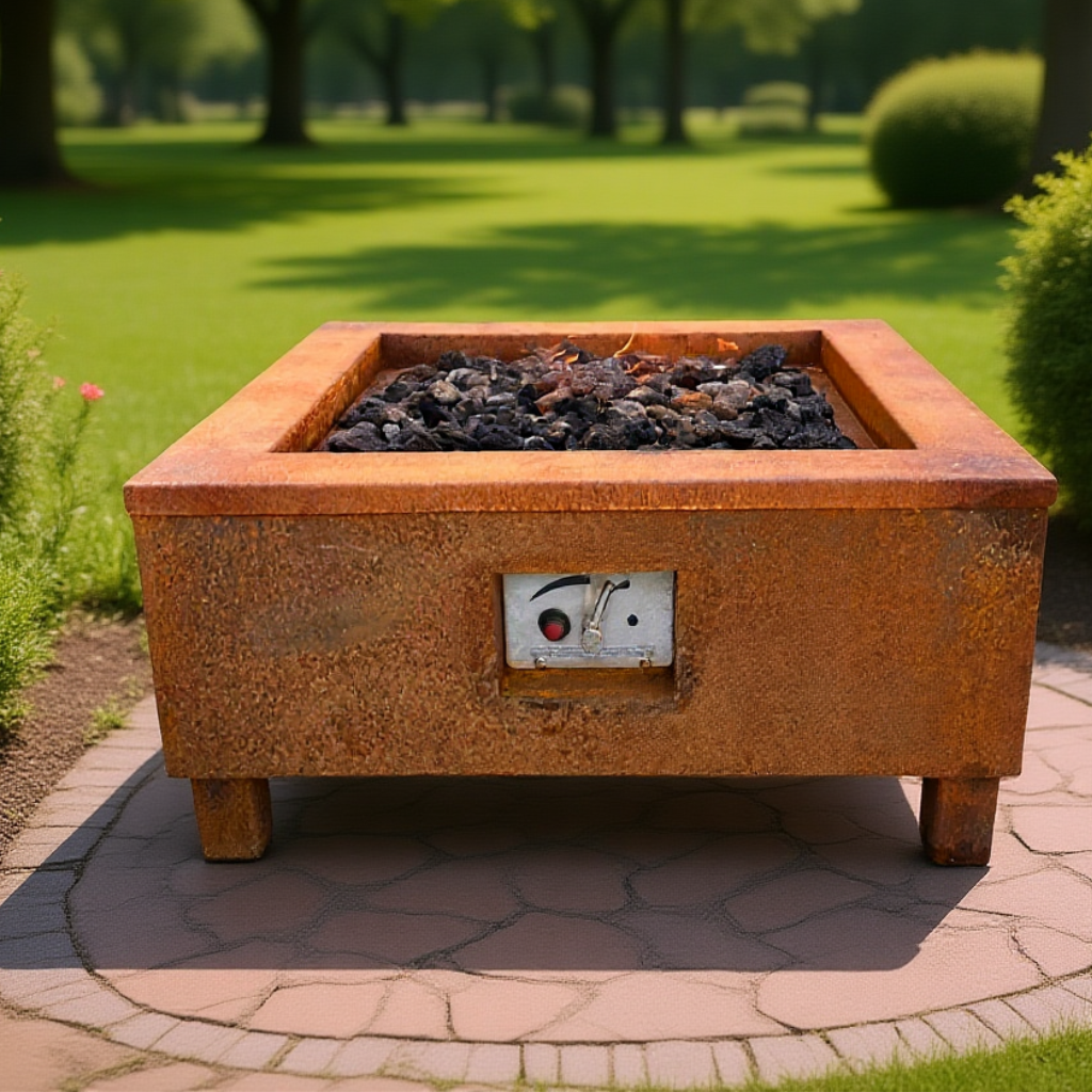 Spartan Corten Steel Garden Fire Table 800H x 800W