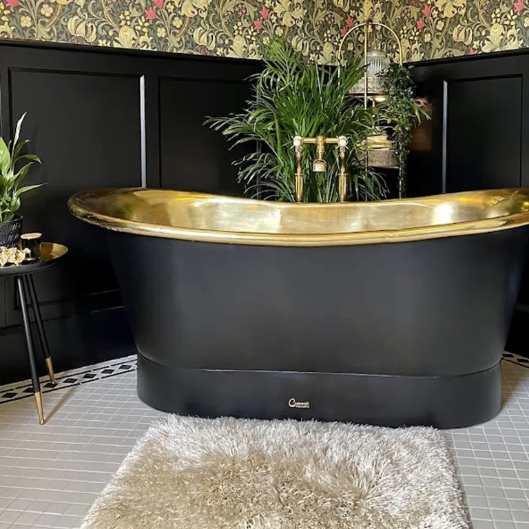 Coppersmith Creations Straight Base Brass Bathtub Black Outside