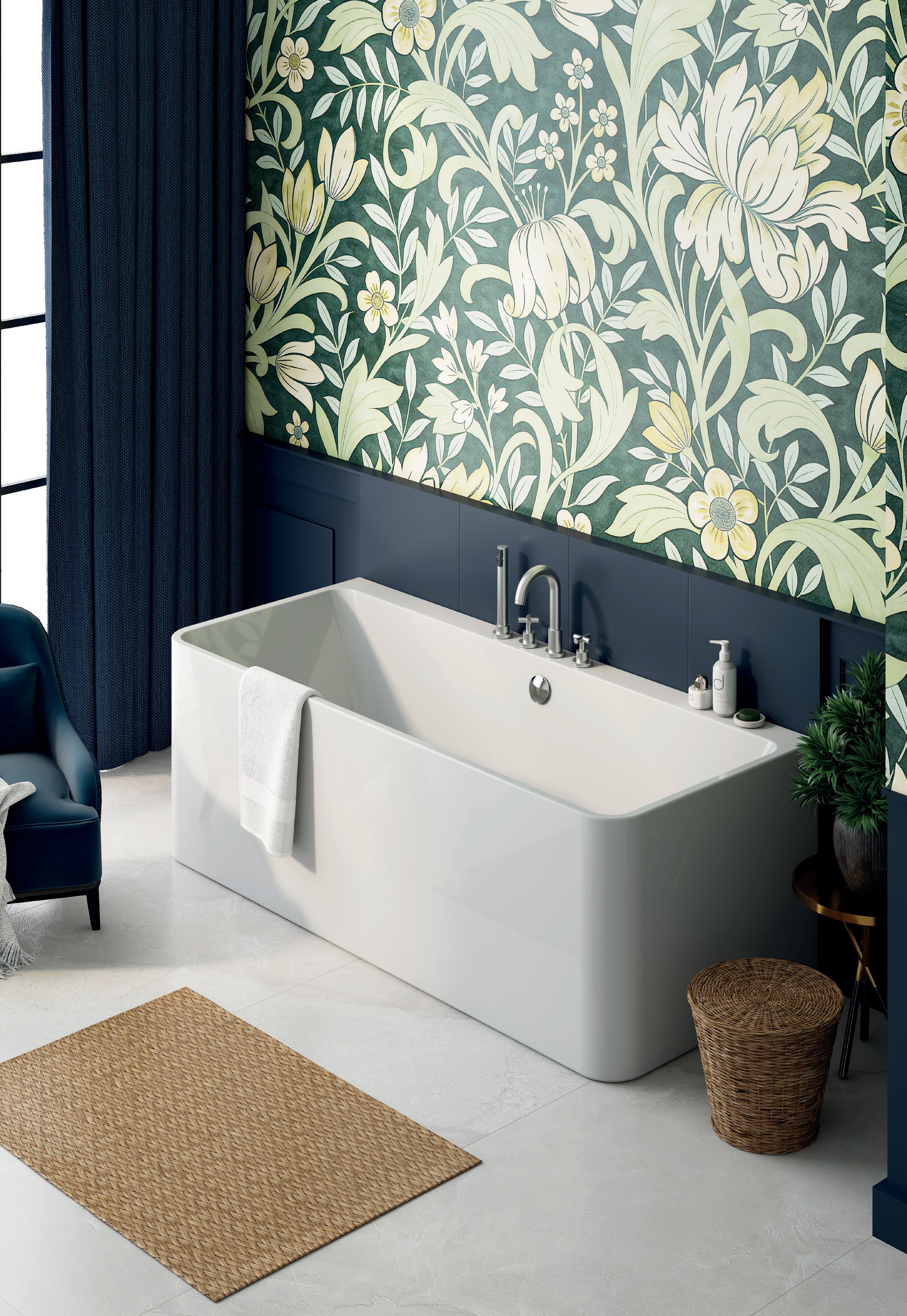 Vincent Alexander Stratford Rectangular Back to Wall Bathtub