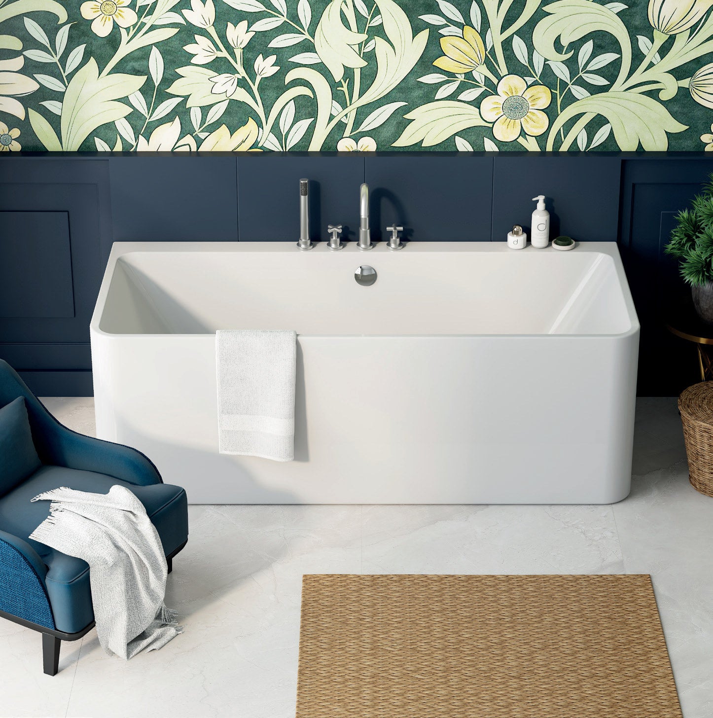 Vincent Alexander Stratford Rectangular Back to Wall Bathtub