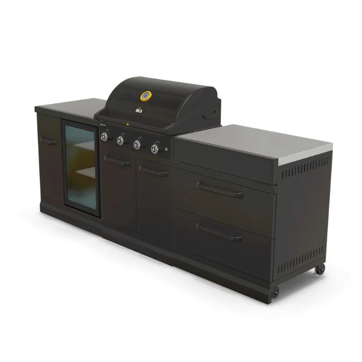 GRLLR Outdoor Kitchen - G4S 4 Burner BBQ, Fridge and Storage Unit - outdoor grill - Ice Cold Spice | Black