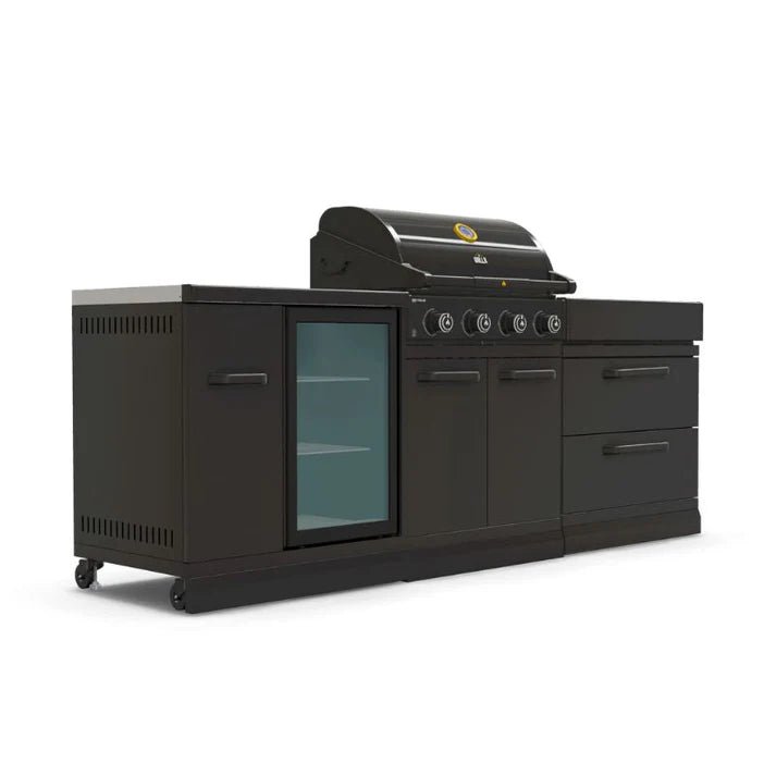 GRLLR Outdoor Kitchen - G4S 4 Burner BBQ, Fridge and Storage Unit - outdoor grill - Ice Cold Spice | Black