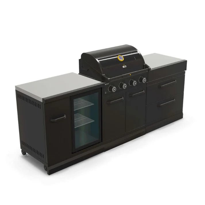 GRLLR Outdoor Kitchen - G4S 4 Burner BBQ, Fridge and Storage Unit - outdoor grill - Ice Cold Spice | Black
