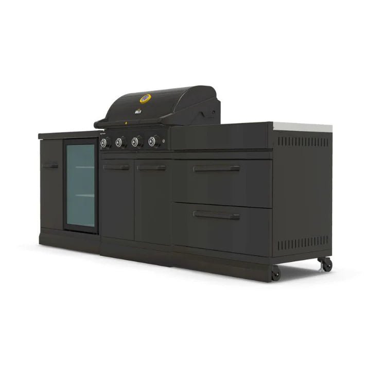 GRLLR Outdoor Kitchen - G4S 4 Burner BBQ, Fridge and Storage Unit - outdoor grill - Ice Cold Spice | Black