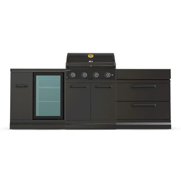 GRLLR Outdoor Kitchen - G4S 4 Burner BBQ, Fridge and Storage Unit - outdoor grill - Ice Cold Spice | Black