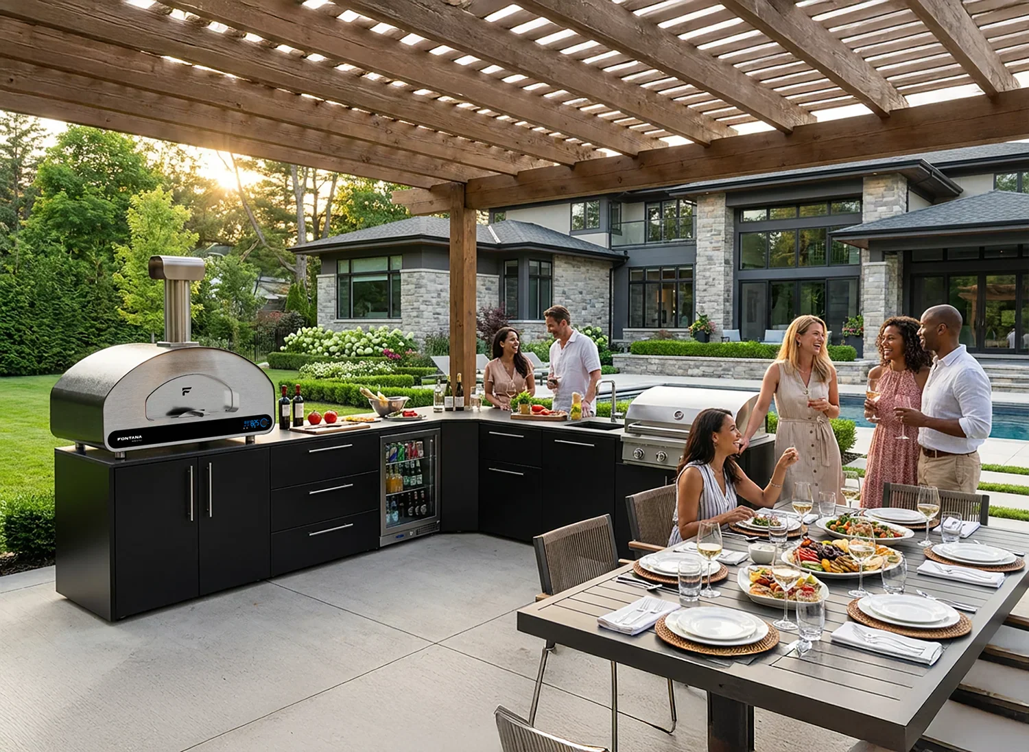 Fontana Volta 90 Dual Fuel in Grey/White Pizza Oven