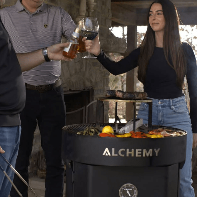 Alchemy 24" Smoker, Grill, & Plancha 3 - in - 1 Black in Black