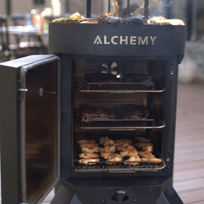 Alchemy 24" Smoker, Grill, & Plancha 3 - in - 1 Black in Black
