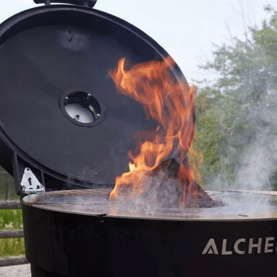 Alchemy 24" Smoker, Grill, & Plancha 3 - in - 1 Black in Black