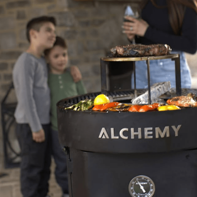 Alchemy 24" Smoker, Grill, & Plancha 3 - in - 1 Black in Black