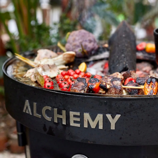 Alchemy 24" Smoker, Grill, & Plancha 3 - in - 1 Black in Black