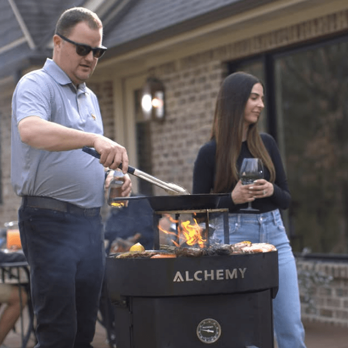 Alchemy 24" Smoker, Grill, & Plancha 3 - in - 1 Black in Black