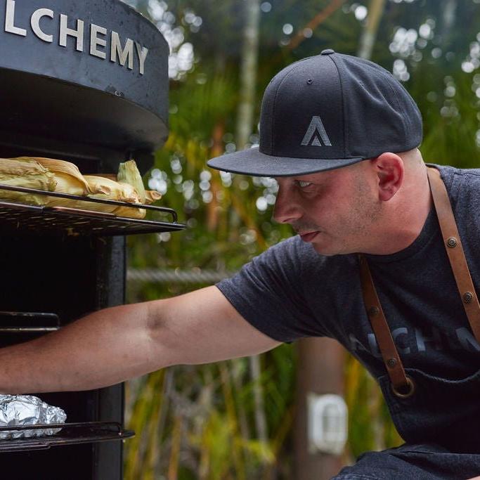 Alchemy 24" Smoker, Grill, & Plancha 3 - in - 1 Black in Black