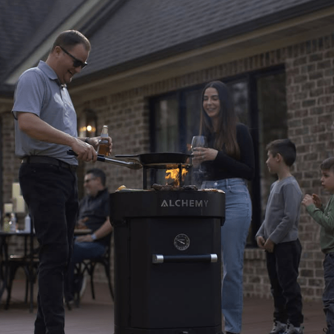 Alchemy 24" Smoker, Grill, & Plancha 3 - in - 1 Black in Black