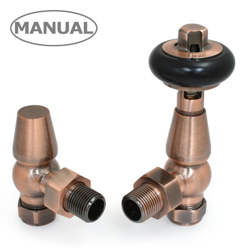 DQ Luxury Enzo Manual Angled Radiator Valves | 5 colours