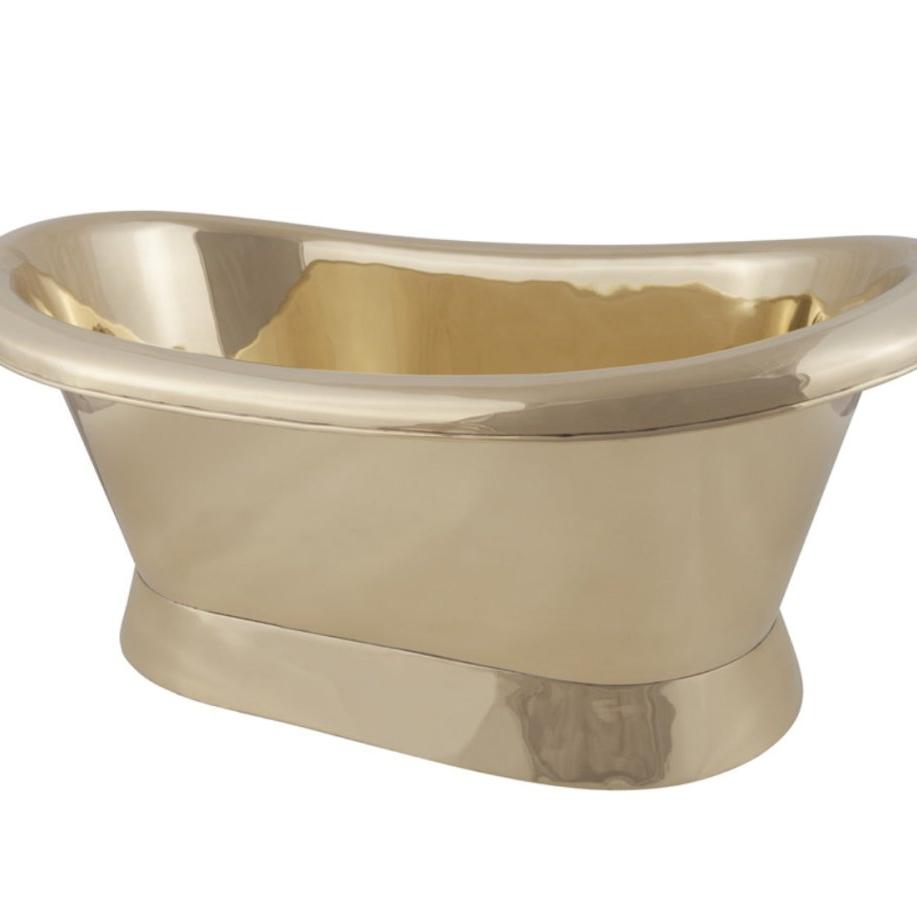 Hurlingham Brass Bateau Basin With Roll Top and Plinth - Ice Cold Spice | Brass H275 x W650 x D350