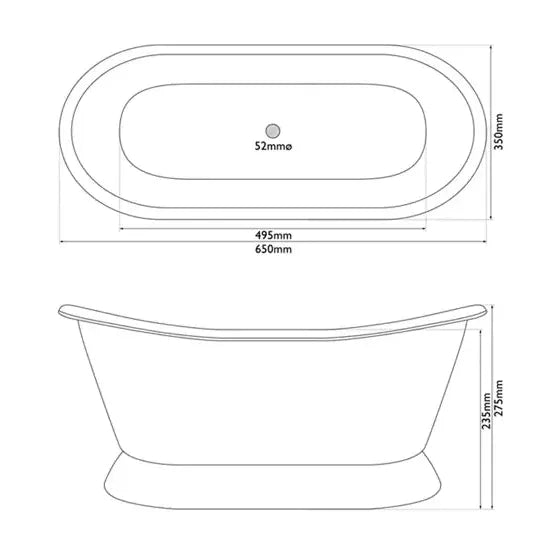 Hurlingham Copper Bateau Basin With Roll Top and Plinth Nickel Interior - Ice Cold Spice | Nickel Interior Copper H275 x W650 x D350