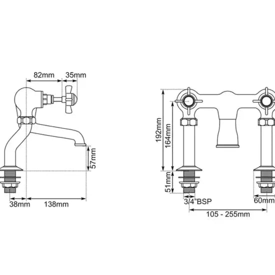 Hurlingham Bath Filler - Ice Cold Spice | Nickel H192 x D176