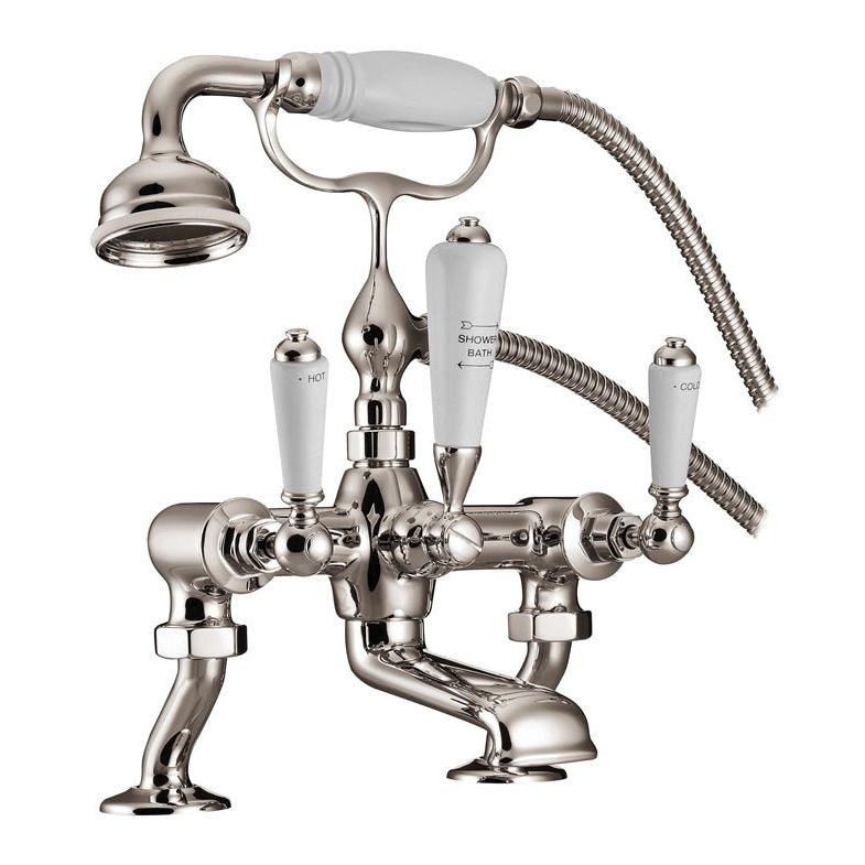Hurlingham Bath Mixer Taps With Cranked Legs - Ice Cold Spice | Nickel H348 x D168